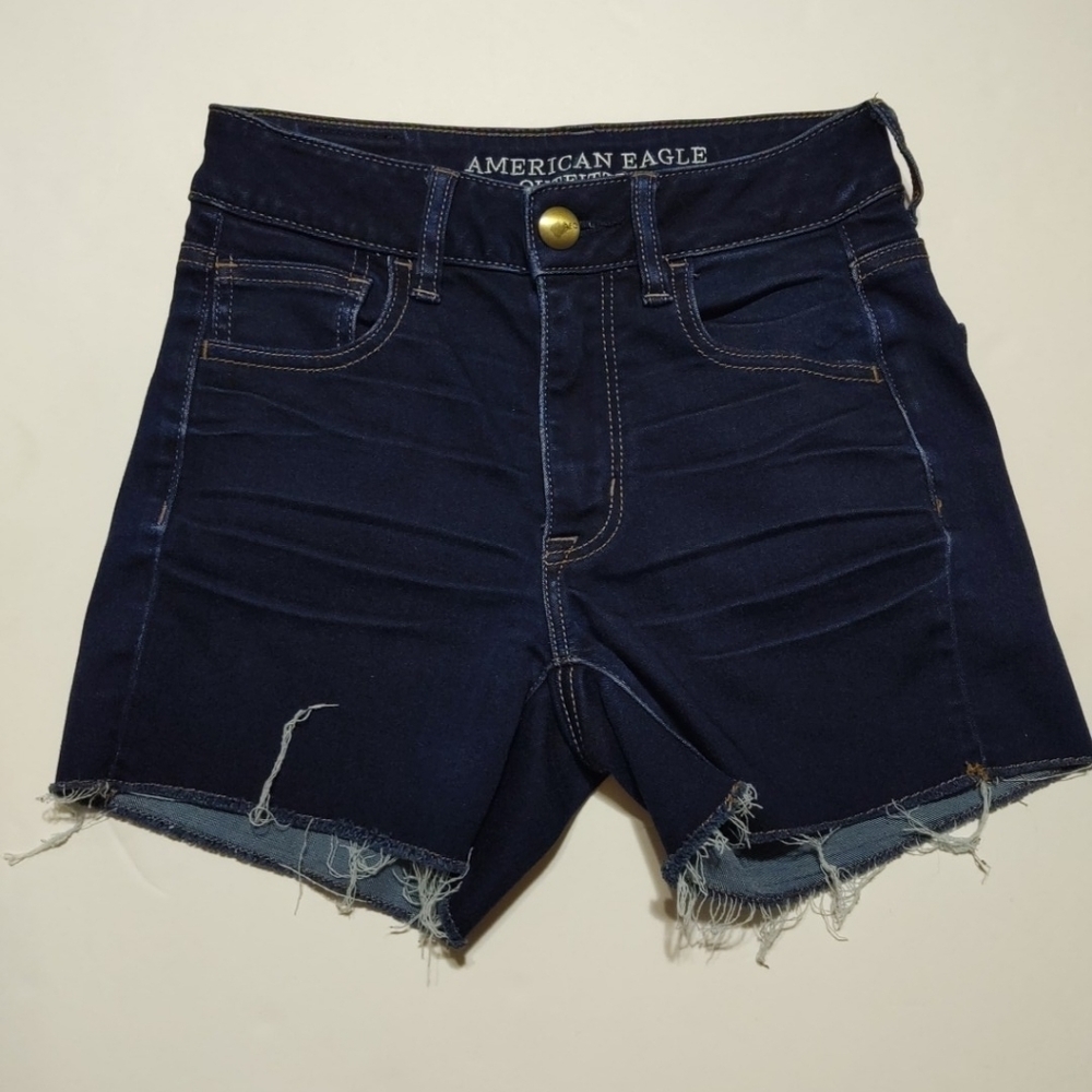 American Eagle Dark Wash Hi-Rise Shortie 2